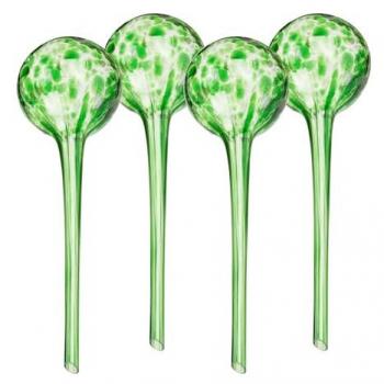 Irrigatori Automatici per Piante, Set di 4 Sfere in Vetro, HxD: 30x9 cm, Verde