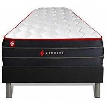 Matelas Boost 90x200 ressorts ensachés et mémoire de forme + sommier noir
