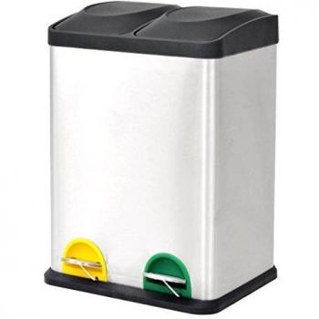 Pattumiera per Riciclo 36 L con Pedale in Acciaio Inossidabile