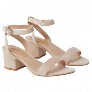 Wide Fit Tommi Blush Mid Block Heel Sandals for Women