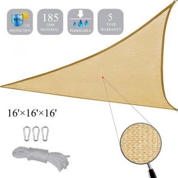 Toldo Beigéto Triángulo 5x5x5 m – Protección UV para Patio y Exterior