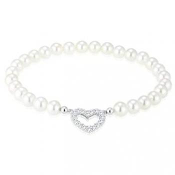 Elli Armband mit Herz Zirkonia Muschelkernperle 925 Silber