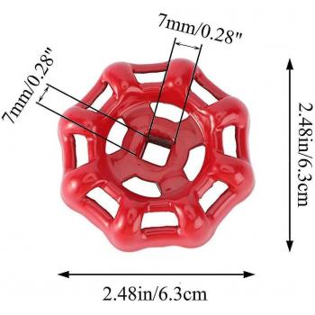 Poignée de robinet extérieur en rouge – dimensions 7 × 7 mm, roue incluse