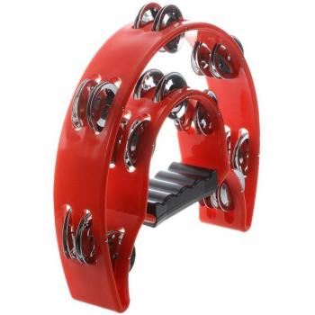 Percussion Hand Held Tambourine Red Double Row Jingles