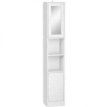 Kleankin Tall Bathroom Storage Cabinet (Narrow, Freestanding, with Mirror)