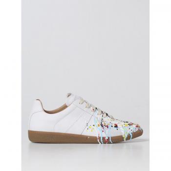 Margiela White Paint‑Splattered Leather Shoes – US 8