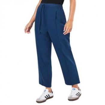 Petite Women's Teal Pull-On Tapered Trousers with Elastic Waist