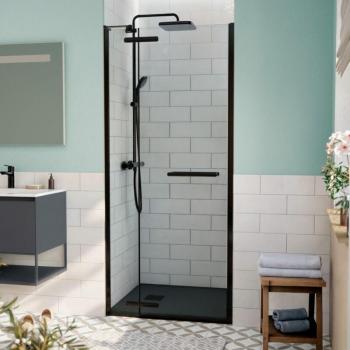 Swiss Aqua Technologies – TGD New porte de douche 80x200 cm pivotante, anti‑calcaire, profilé noir mat