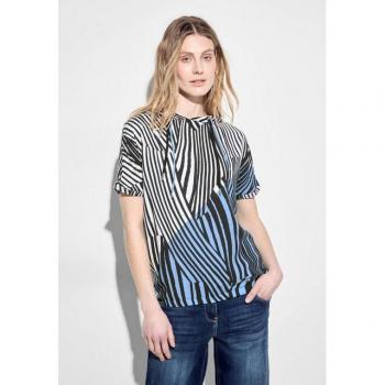 Kapuzenshirt CECIL – Gestreiftes Shirt, Viskose-Vorderteil, Modal/Baumwolle-Rückseite, Hüftlang