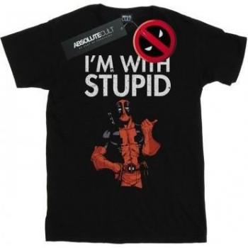 Marvel T-shirt femminile a maniche lunghe I'm With Stupid cotton boyfriend