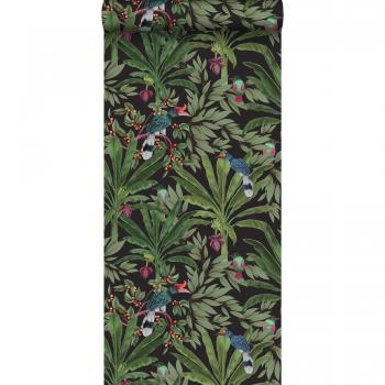 Papier Peint Jungle Noir et Vert