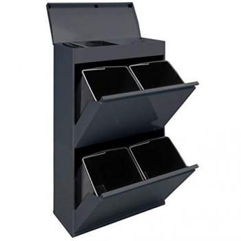 Poubelle recyclage 68 L Arregui Top CR624-B – 4 seaux et plateau anthracite