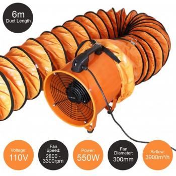 MonsterShop Maxblast Dust Extractor 300mm 550W 110V with 6m Duct