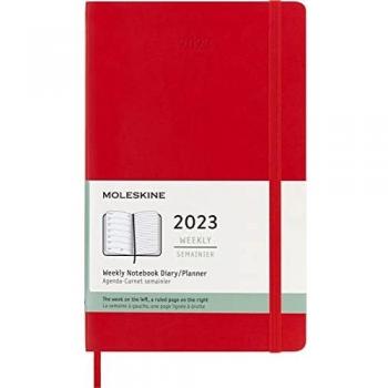 Moleskine 2023 Weekly Planner, Soft Cover, Large, Scarlet Red