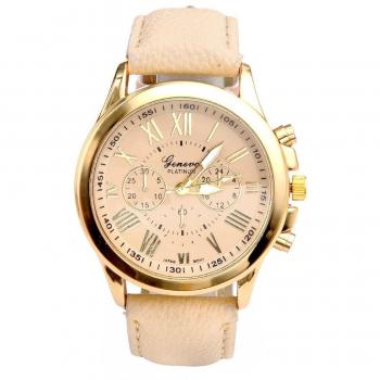 Gold-Toned Geneva Leather Watch – Perfect Valentine Gift