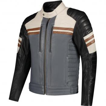 Jack Steve Cuir Moto – Noir & Gris – XL – Rusty Stitches