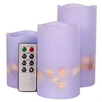 Flameless Purple Candle Set with 8‑Key Remote