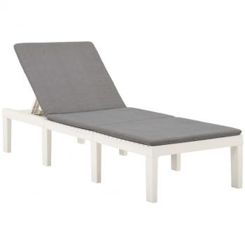 VidaXL Tumbona con cojín plástico blanco vidaxl-tumbona-con-cojin-plastico-blanco