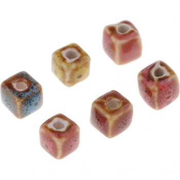 Conjunto de abalorios de porcelana y cerámica para creación de pulseras, 50 unidades, decorados florales