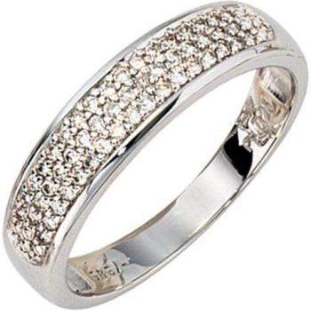 Damenring aus 585er Weißgold mit 50 Diamanten, Brillanten 0,25ct, Größe 56
