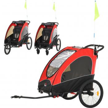 Remorque enfant 3‑en‑1 (poussette, jogger, vélo) HOMCOM, dimensions 150 × 85 × 107 cm
