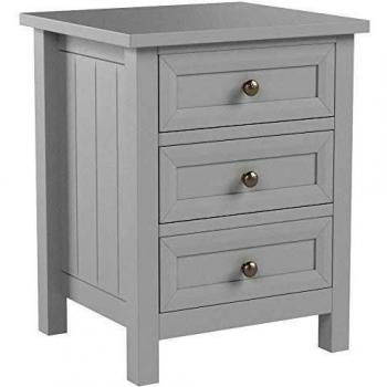 Modern Maine 3 Drawer Bedside Cabinet in Dove Grey