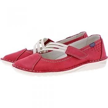 Red Francesita Women's Comfort Ballerina Shoes, 3 Strap Hook and Loop Closure, Size 8