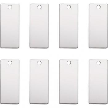304 Stainless Steel Stamping Tag Rectangle Blank 38x16x1mm, 3mm Hole