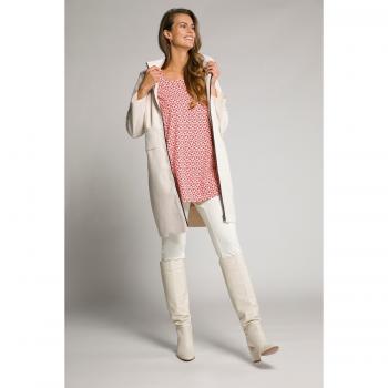 Tunic A-line in Cotone Elasticizzato con Scollo Quadrato a Fiori, Donna, Beige, Taglia 48/50