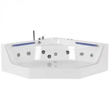 Baignoire de Luxe Angle Gauche LED – 150 cm, Couleur Blanche