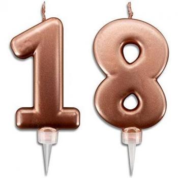 Candeline Rosa Gold per Torta di Compleanno 18 Anni