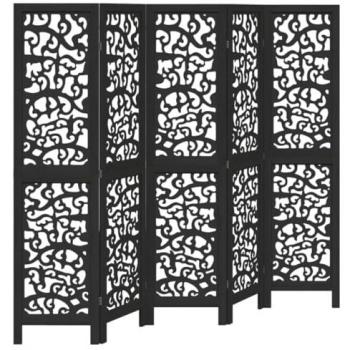 Vidaxl Room Divider in Black made of Solid Paulownia Wood
