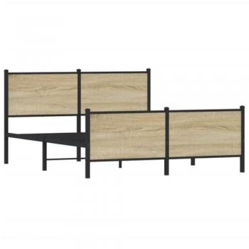 VidaXL Sonoma Oak Metal Bed Frame 137x190 cm