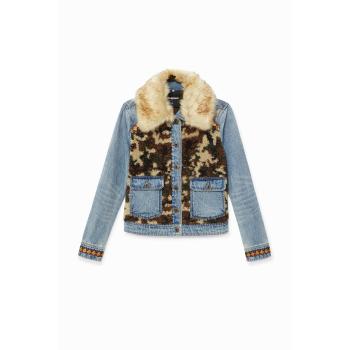 Cazadora vaquera slim efecto pelo Azul 44