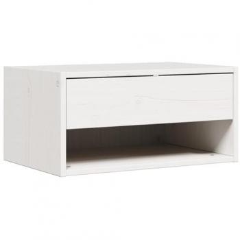 Table de Nuit en Bois Massif Blanc 50 x 32,5 x 24 cm