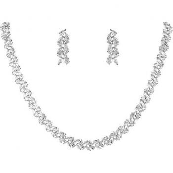 WEIMANJINGDIAN Cubic Zirconia Leaf Tennis Bridal Jewelry Set