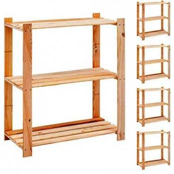 VidaXL 3-Tier Shelving Unit, 5 pcs, 80x38x90 cm, Solid Pinewood, 150 kg