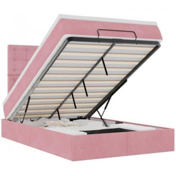 Lit Ottoman Vidaxl Matelas Rose Velours 120x190 cm