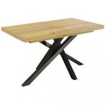 Mesa Xena Doble Apertura 76×140‑180‑220 cm – Negro con detalles de cedro