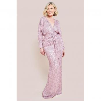 Blush Sequin Plunge V-Neck Maxi Dress for Women