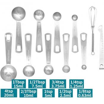 Stainless Steel Measuring Spoon with Stirrer and Ruler for Cooking