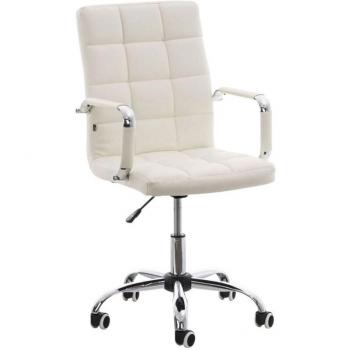 Chaise de travail ajustable hauteur, mécanisme d’inclinaison PVC blanc, finition chrome 100002477