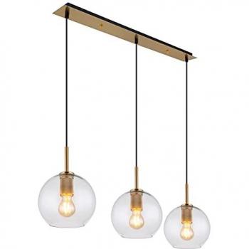 Lampada Sospesa Globo Adara Vetro Trasparente Color Ottone E27