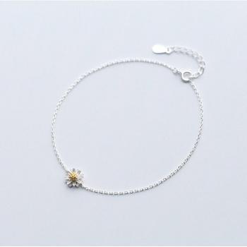 Bracelet de cheville en argent 925, bijou floral pour femme