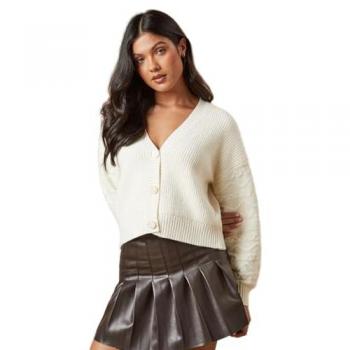 Button Down Cable Knit Cardigan