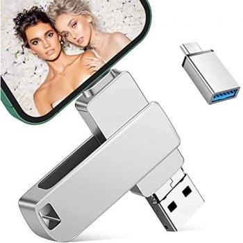 128GB Chiavetta USB per Phone 4 in 1 Memoria USB OTG Memory Stick 3.0 Flash Drive Pen Drive Compatibile Con Smartphone iOS 8.0+ Android USB Micro USB Tipo C Porta (Verde)