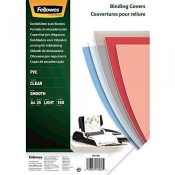Fellowes 180 Micron A4 Binding Covers Clear PVC 25 Sheets