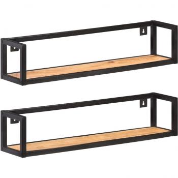 Estantes de pared 2 unidades 80 cm madera maciza acacia