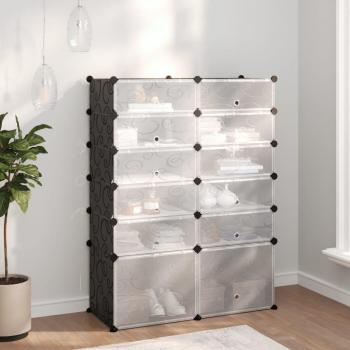 VidaXL Shoe Rack Black 37x14.6x49.2 PP