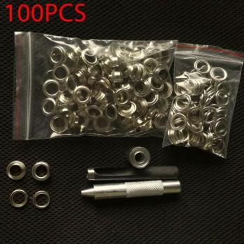 Banner Grommet Pack – 100 Pieces Metal Eyelets (Silver/Gold) + Fixing Tool